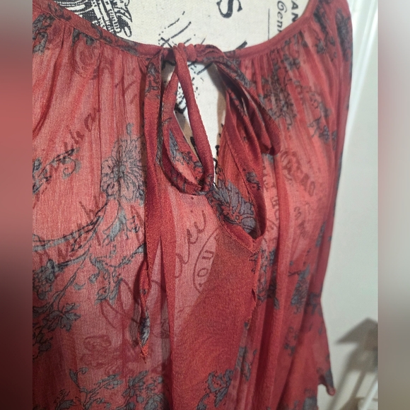 Free People Rust Floral Long Sleeve Dress - Picture 6 of 9